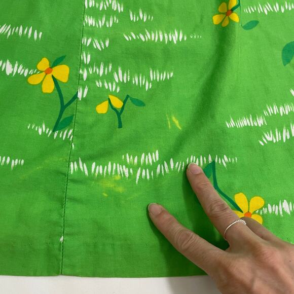 VTG Malia Honolulu Womens Hawaiian Dress Green Yellow Colorful Floral Retro - Picture 13 of 14